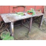 Vintage work bench with aluminium top