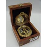Nautical brass compass in box