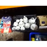 Quantity of china, boardgames, crested ware etc