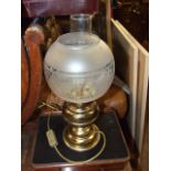 Pair Brass Electric Oil Lamps