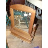 Pine dressing table mirror with drawer