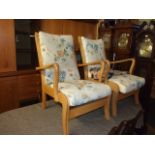 Pair of Retro Curvy Arm Armchairs for reupholstery