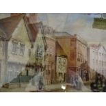 Three G.W Taylor oils of Old Leicester; 'The old blue boar', 'high street' and 'Borough goal'.