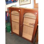 Mahogany 2 door glazed bookcase on ball claw feet