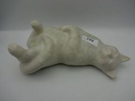 Hand made Moorside design Wellington ceramic cat, 23cm long