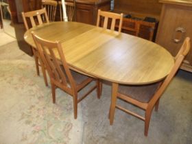 Oval Extending Dining Table with one leaf & 4 Slat Back Chair Frames