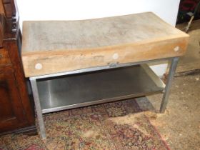 Large Butchers Block on stainless steel frame ( butchers shop clearance ) 4ft x 2ft