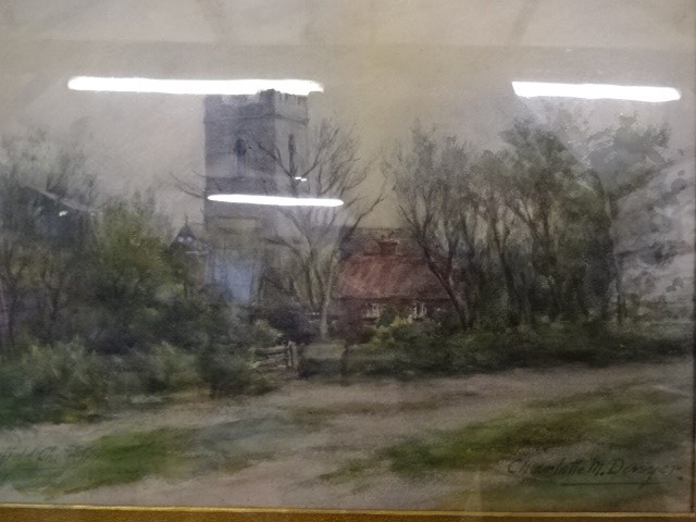 Charlotte M. Denyer watercolour of Pakefield church (55 x 43)cm