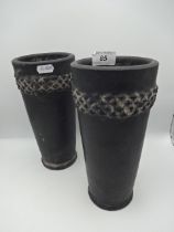 Pair of Black painted terracotta vases