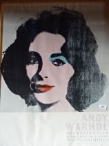 2 modern prints / advertising posters, Andy Warhol's Elizabeth Taylor and Auguste Rodin's 'The Kiss'