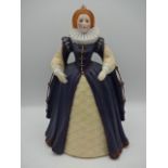 5 Historical figurines including Elizabeth 1st and Catherine the great etc, all around 20cm tall
