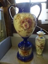 Vintage 2 Handled vase on stand , 57cm total