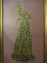 Print of a lady mounted on red hardboard (124 x 60)cm