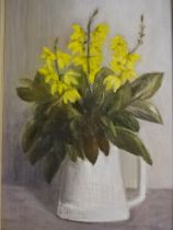 Oil on Board still life of flowers (34 x 44)cm, plus winter scene signed Morley (70 x 60)cm