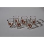 6 x shot glasses with pheasant motif