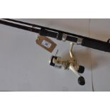 11' 6" 2 piece coarsed rod with Shakespeare fixed spool reel