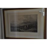 Douglas Adams (1853 - 1920) signed in pencil print of Grouse - shooting scene framed 98cm x 72cm