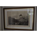 Archibald Thorburn (1860 - 1935) Print of Grouse flush in full flight. Embossed and signed in