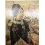 1970's print of 'Lady of the Sampans' after Russian artist Costantin Kluge (1912-2003), (66 x 79)cm