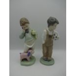 2 Lladro Nao figures of boys incl 'Wanna Play' - boy with football