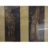 Pair of mounted brass rubbings (70 x 55)cm