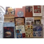 15 books on antiques, ceramics, pottery plus Southebys and Christies catalogues
