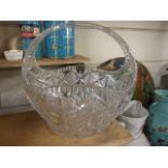 Lead Crystal Basket 10 inches tall ( no apparent damage )