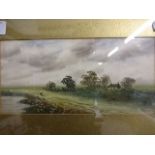 J. Russell signed watercolour of country scene