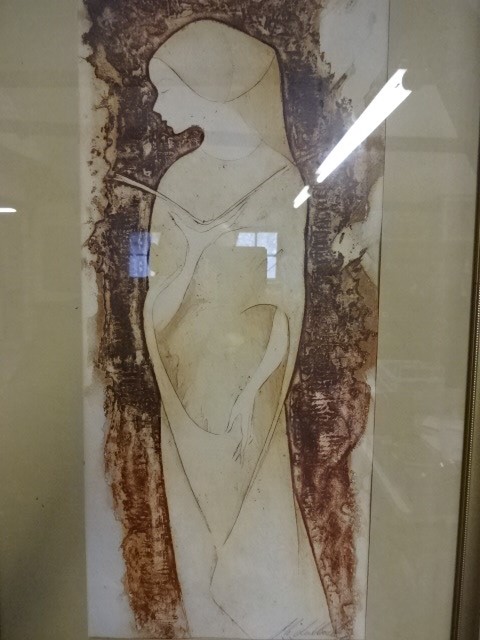 Watercolour of a lady, signed (48 x 26)cm