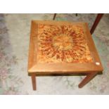 Retro Danish Tile Top Table 20 1/2 x 20 1/2 inches 16 inches tall