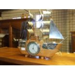 Retro Metal & Wood Ship Clock / Light with metamec electric clock movement 16 x 16 inches