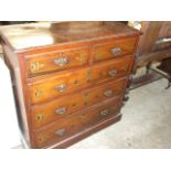 Edwardian Inlaid / Painted Design 2 Short Over 3 Long Chest of Drawers 41 inches wide 40 inches