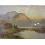 2 prints including Alfred de Breanski 'A highland sunset' plus '4 bells' ship picture, (72 x 50)cm