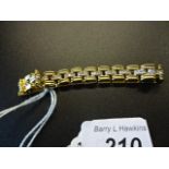 18ct gold (750) gate bracelet inset with white stones. Stamped 'Chiampesan' approx 7" long, 23.5g