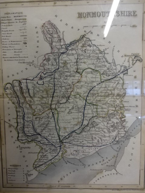 John Archer map of Monmouthshire believed to be from 1840 with hand colouring, plus Robert Morden - Image 3 of 4