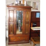 Edwardian Inlaid / Painted Design Wardrobe with bottom draw 50 x 79 inches