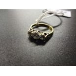 18ct gold 3 diamond set ring