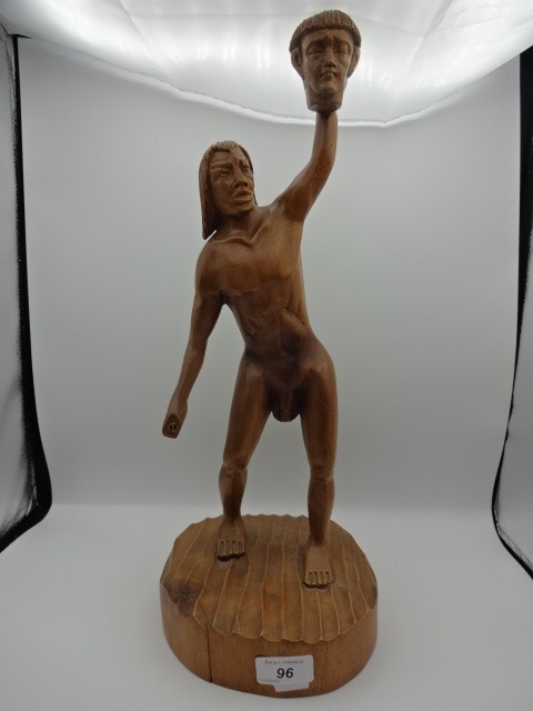 Hand carved wooden tribal figure, 46cm tall - Image 2 of 2