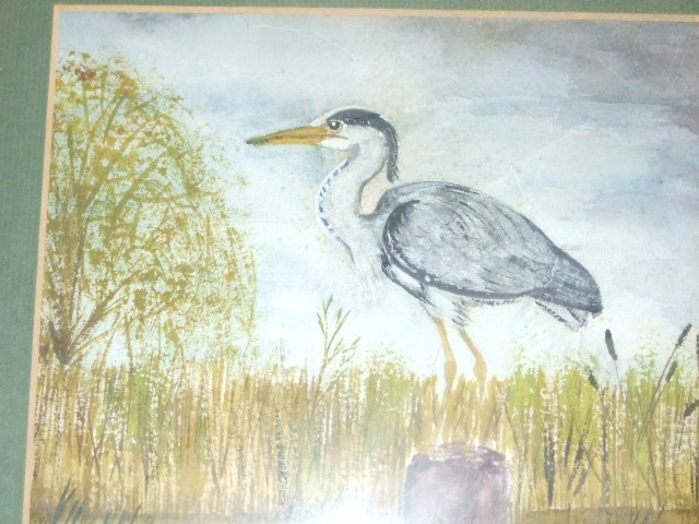 Watercolour of Heron 8 x 10 inches - Image 2 of 3