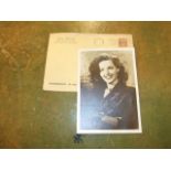 Jane Russell signed photograph 5 x 7 inches with original envelope