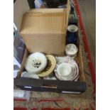 Box of Assorted China , Tea set & cutlery