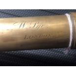 Vintage Brass 3 Draw Telescope engraved w pye London. Missing leather cover and Glass covering