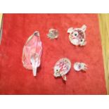 Collection of Swarovski crystal animals to incl large duck, large pufferfish, medium pig (missing