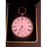 White metal pocket watch dial PIQUEREZ GENEVE inside case ARGENT T13 10411. Missing glass and hands