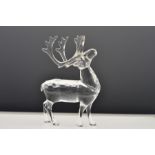 Swarovski Crystal Reindeer (214821), with display mirror with reindeer footprints on, boxed