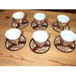 6 Copper Cups ( with ceramic liner ) and Saucers & 4 Brass Camels