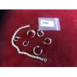Silver Rope Bracelet & 3 pairs silver earrings