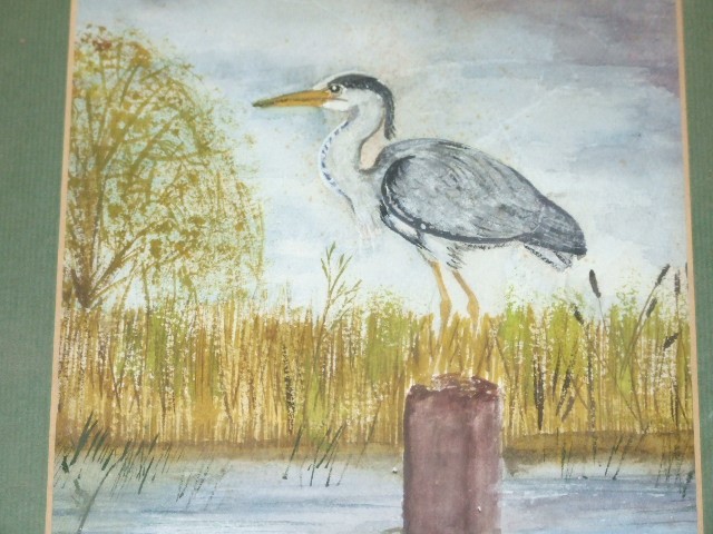 Watercolour of Heron 8 x 10 inches - Image 3 of 3