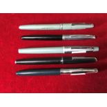 5 Platignum Fountain Pens including Silverline