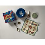 Vintage cosmetics and Coronation items including silk handkerchief